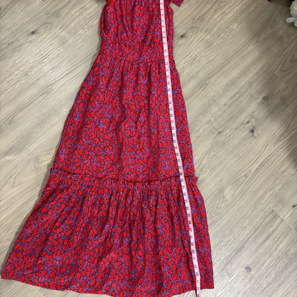 Derek Lam 10 Crosby Off Shoulder Tiered Silk Blend Maxi Dress Red Ruffles Sz 0 - Picture 9 of 16